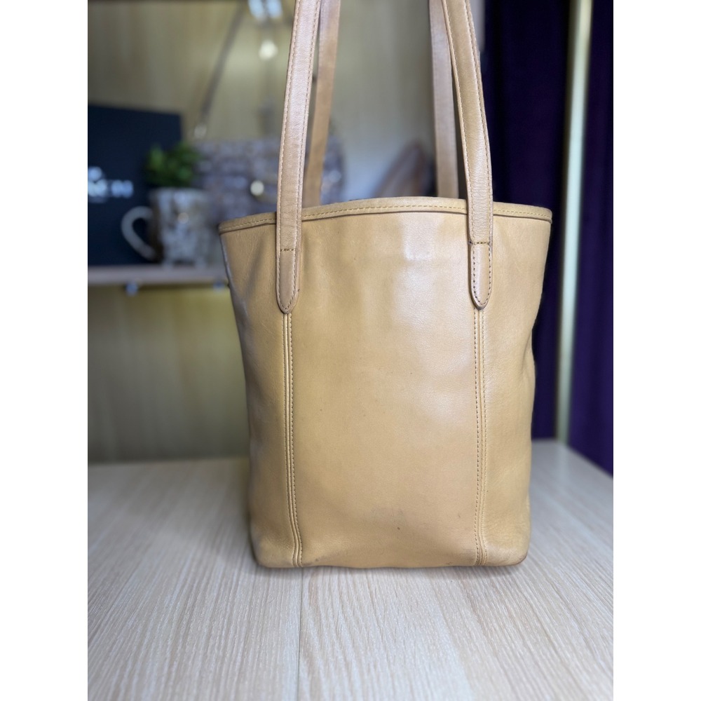 Vintage Coach Tan Leather Tote Bag Shoulder Bucket Bag 9090
